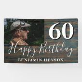 Rustic Wood 60th Birthday Party Photo Banner (Horizontaal)
