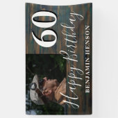 Rustic Wood 60th Birthday Party Photo Banner (Verticaal)
