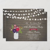 Rustic Wood 60th Surprise Birthday Party Kaart (Voorkant / Achterkant)