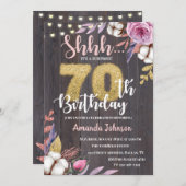 Rustic Wood 70e Invitation d'anniversaire surprise (Devant / Derrière)