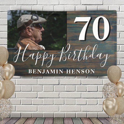 Rustic Wood 70th Birthday Party Foto Spandoek