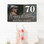 Rustic Wood 70th Birthday Party Foto Spandoek (Insitu)