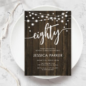 Rustic Wood 80th Birthday Party Kaart