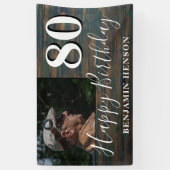 Rustic Wood 80th Birthday Party Photo Banner (Verticaal)