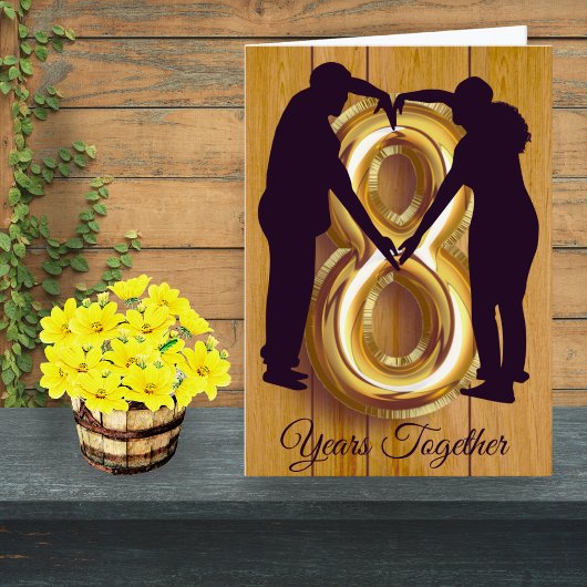 Rustic Wood 8th Wedding Anniversary Card Couple Kaart