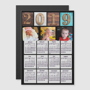 Rustic Wood Aangepast Foto 2019 Agenda Magnetische Uitnodiging