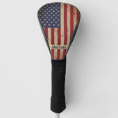 Rustic Wood Aangepast Patriottisch-Amerikaanse vla Golfheadcover (Voorkant)