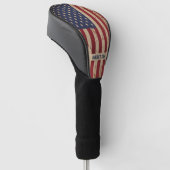 Rustic Wood Aangepast Patriottisch-Amerikaanse vla Golfheadcover (Schuin)