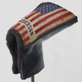 Rustic Wood - Aangepaste Amerikaanse vlag Golfheadcover (3/4 voorkant)