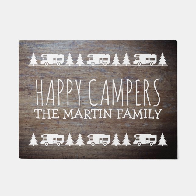 Rustic Wood - Aangepaste campagne | Happy Campers Deurmat (Voorkant)