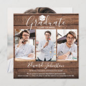 Rustic Wood Afstuderen 4 Foto Afstuderen Aankondiging (Voorkant / Achterkant)