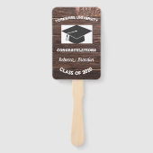 Rustic Wood Afstuderen Ceremony Photo Fan Set Handwaaier (Voorkant)
