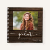Rustic Wood Afstuderen gastenboek met foto Notitieboek (Voorkant)