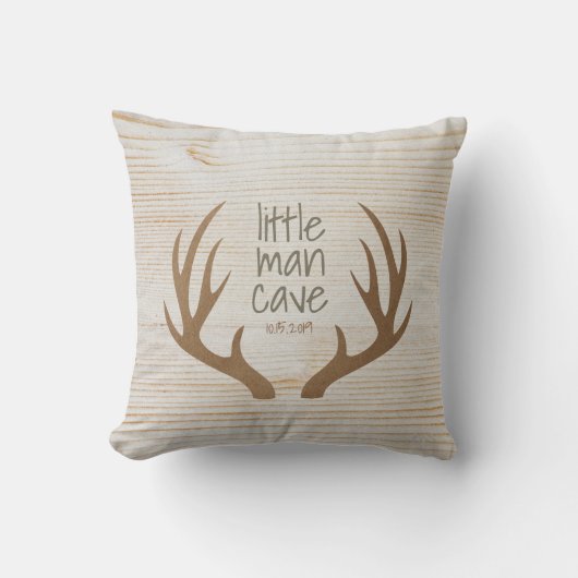 Rustic Wood and Antlers Little Man Cave Nursery Kussen (Voorkant)