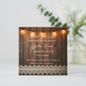 Rustic Wood and Lace Bridal Shower Invitation Kaart (Staand voorkant)