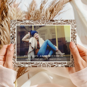 Rustic Wood and Lace Photo Afstuderen aangekondigd Aankondiging