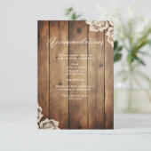 Rustic Wood and Lace Wedding Accommodation Informatiekaartje (Staand voorkant)