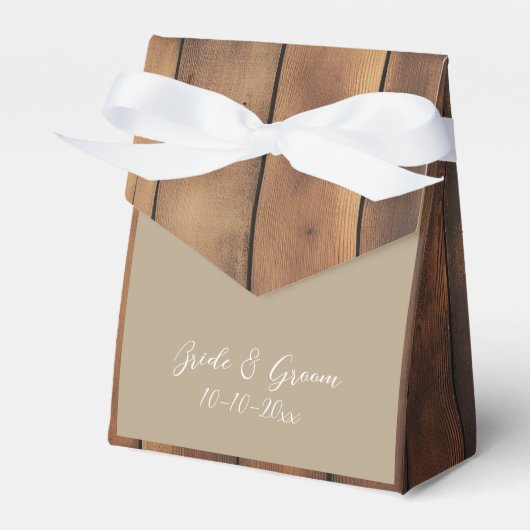 Rustic Wood and Lace Wedding Favor Boxes Bedankdoosjes (Voorkant Zijde)