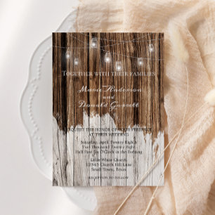 Rustic Wood and Lantern Wedding Kaart