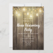 Rustic Wood and Lights House Warming Party Kaart (Achterkant)