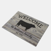 Rustic Wood Angus Bull Waterverf Deurmat (Schuin)