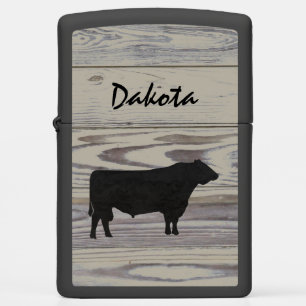 Rustic Wood Angus Bull Waterverf Silhouette