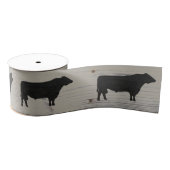 Rustic Wood Angus Bull Waterverf Silhouette Grosgrain Lint (Spoel)