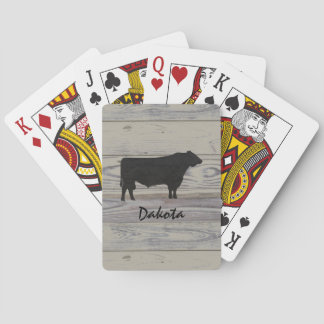 Rustic Wood Angus Bull Waterverf Silhouette Pokerkaarten