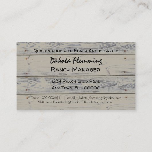Rustic Wood Angus Bull Waterverf Visitekaartje (Achterkant)