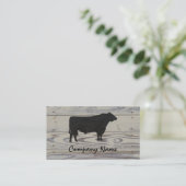 Rustic Wood Angus Bull Waterverf Visitekaartje (Staand voorkant)