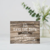 Rustic Wood & Arrows "SAVE THE DATE" Briefkaart (Staand voorkant)