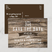 Rustic Wood & Arrows "SPAAR DE DATUM" Ansichtkaart Aankondigingskaart (Voorkant / Achterkant)