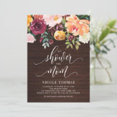 Rustic Wood Autumn Flowers Herfst Baby shower Kaart (Staand voorkant)