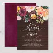 Rustic Wood Autumn Flowers Herfst Baby shower Kaart (Voorkant / Achterkant)