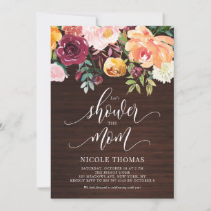 Rustic Wood Autumn Flowers Herfst Baby shower Kaart