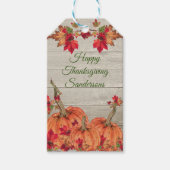 Rustic Wood Autumn Oranje pomkins Fall Leaves Gi Cadeaulabel (Voorkant)