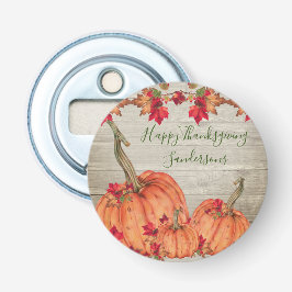 Rustic Wood Autumn Oranje pompoenen Button Flesopener