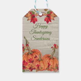 Rustic Wood Autumn Oranje pompoenen Cadeaulabel