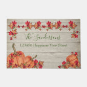 Rustic Wood Autumn Oranje pompoenen Deurmat (Voorkant)