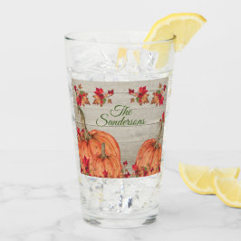 Rustic Wood Autumn Oranje pompoenen Glas