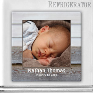 Rustic Wood Baby Boy Foto Lijst Magnet Magneet