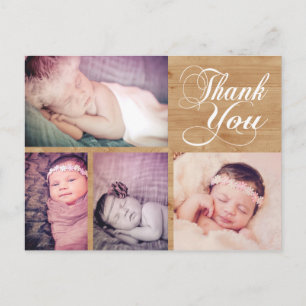 Rustic Wood Baby Dank u Photo Post Kaart