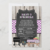 Rustic Wood Baby Q Sprinkle Shower Kaart (Voorkant)