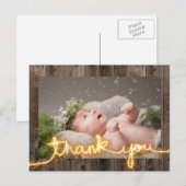 Rustic Wood Baby shower Foto Dank u Briefkaart (Voorkant / Achterkant)