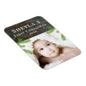 Rustic Wood Baby's eerste kerstfoto Magneet (Rechterzijde)