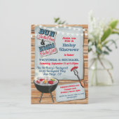 Rustic Wood Barbecue Baby shower Kaart (Staand voorkant)