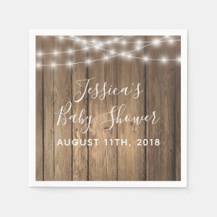 Rustic Wood Barn Country Lights Event Napkins Servet