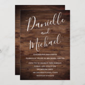 Rustic Wood Barn Typographic Simple Wedding Kaart (Voorkant / Achterkant)