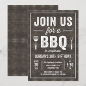 Rustic Wood BBQ Party Invitation RWC Kaart (Voorkant / Achterkant)