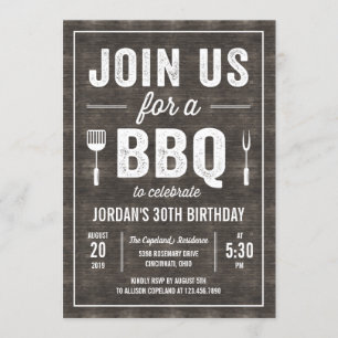 Rustic Wood BBQ Party Uitnodiging RWC